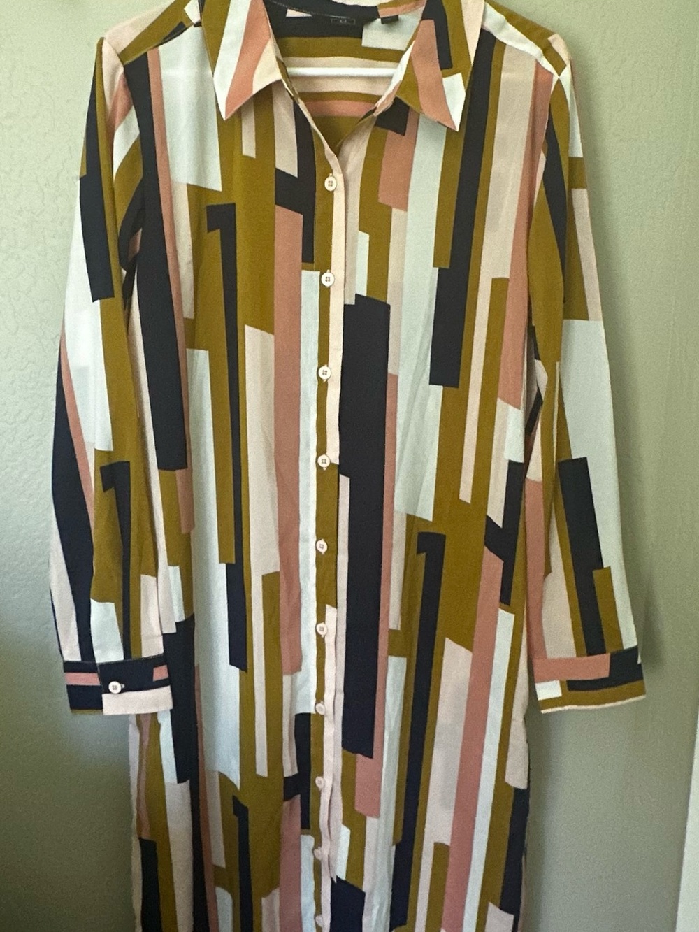 G by Giuliana Olive, Pink, Black & White Vertical Stripe Button-Down